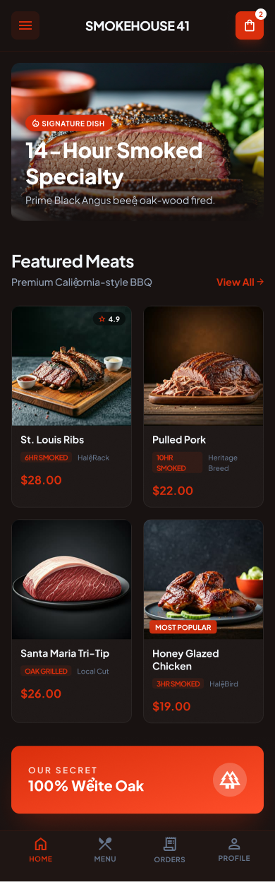 Smokehouse 41 Featured Menu Grid